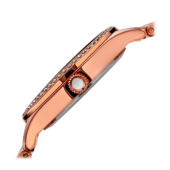 Women's Watch Akribos XXIV Diamond Oyster Quartz Rose Gold Swarovski Crystals - Picture 4 of 5
